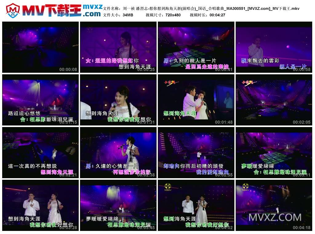 刘一祯 潘烈志-想你想到海角天涯(演唱会)_国语_合唱歌曲_MA300551